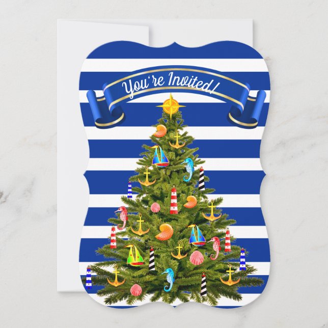 Invitation Arbre de Noël nautique personnalisé (Devant)