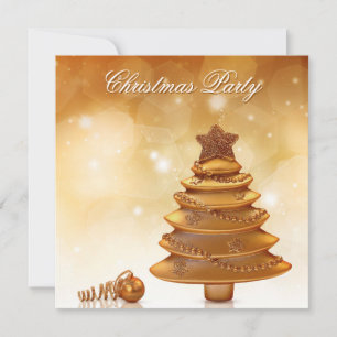 Invitation Arbre de Noël Or élégant