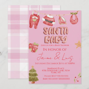 Invitation Arbre de Noël pour bébé Santa Baby Shower  