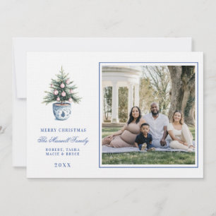 Invitation Arbre de Noël rose et bleu