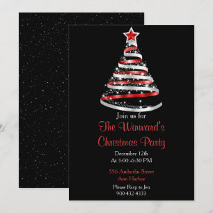 Invitation Arbre de Noël rouge et argent