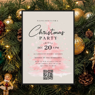 Invitation Arbre de Noël rouge QR Fête de Noël