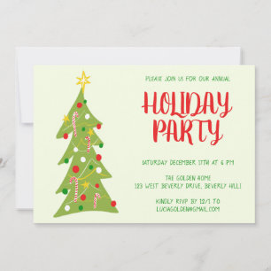 Invitation Arbre de Noël Tiré main Fête de Noël PERSONNALISÉ