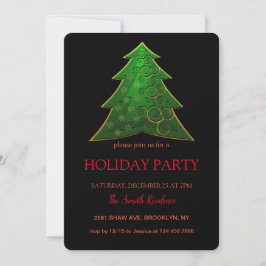 Invitation Arbre de Noël vert, élégamment chic