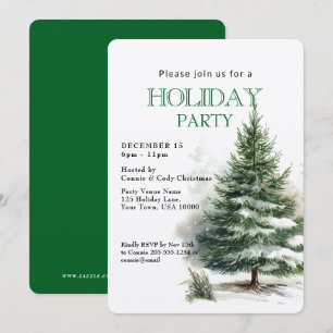 Invitation Arbre de Noël Vert Hiver FÊTE DE FINS D'ANNÉE