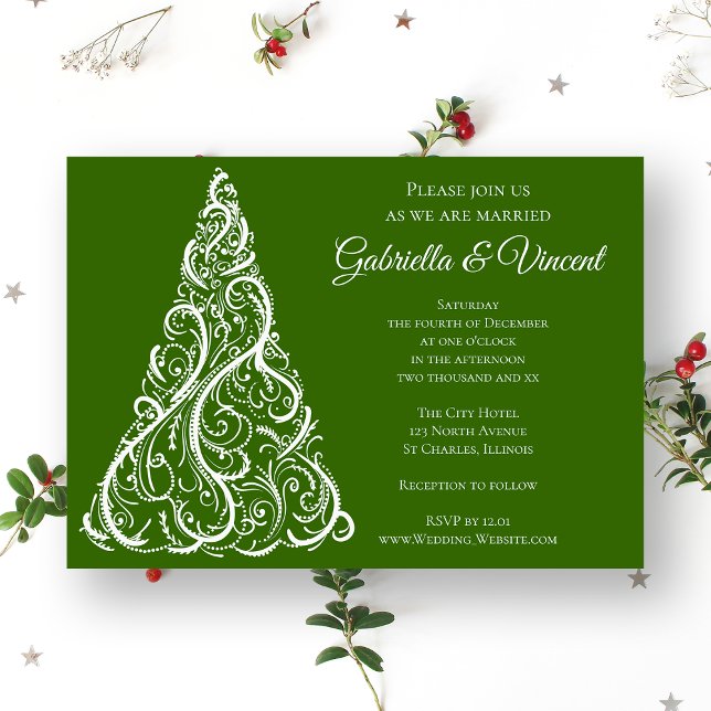 Invitation Arbre de Noël vert Mariage d'hiver (Créateur téléchargé)