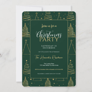 Invitation Arbre de Noël vert minimal