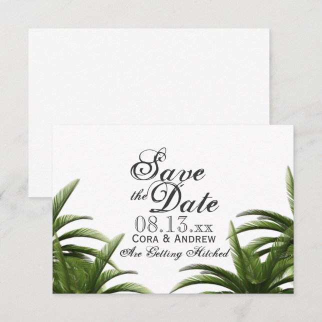 Invitation Arbre de palmier tropical vert mariage à retenir l (Devant / Derrière)
