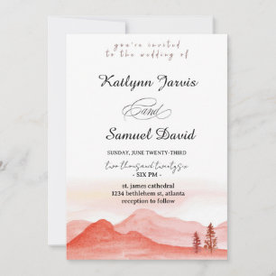 Invitation Arbre de pin minimaliste aquarelle montagne