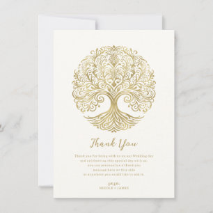 Invitation Arbre de Vie Crème & Or Celtique Merci