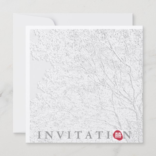 Invitation Arbre de Vie / Double Bonheur Oriental Mariage (Devant)