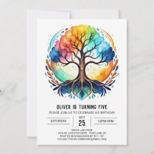 Invitation Arbre de vie modifiable de la nature Anniversaire