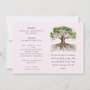 Invitation Arbre de Vie Racines Profondes Rose Célébration de