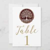 Arbre de vie Table Mariage rouge foncé rustique Ce