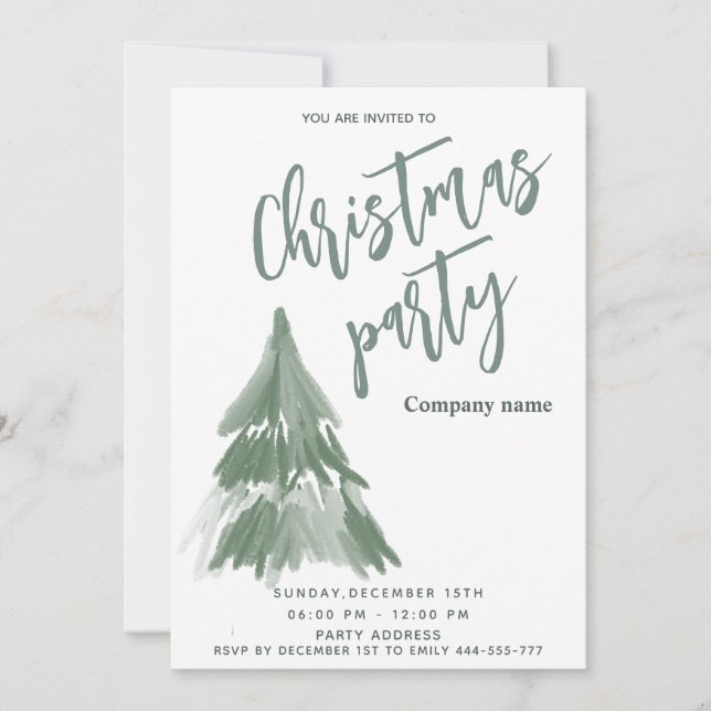 Invitation Arbre d'hiver fête de Noël entreprise (Devant)