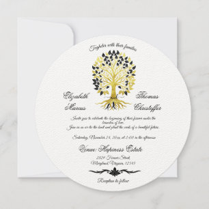 Invitation Arbre d'or de la vie Mariage sophistiqué intempore