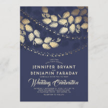 Arbre d'or Feuilles et lumières | Mariage bleu de 