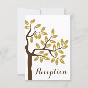 Invitation Arbre élégant, feuilles de papier d'or réception d