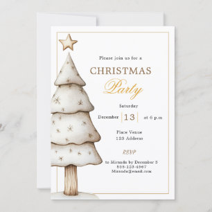 Invitation Arbre en or blanc fête de Noël moderne
