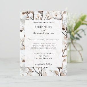 Invitation Arbre Fleurissant Blanc Romantique Mariage