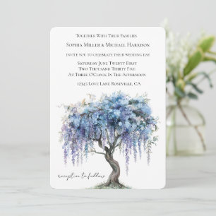 Invitation Arbre Fleurissant Violet Romantique Mariage