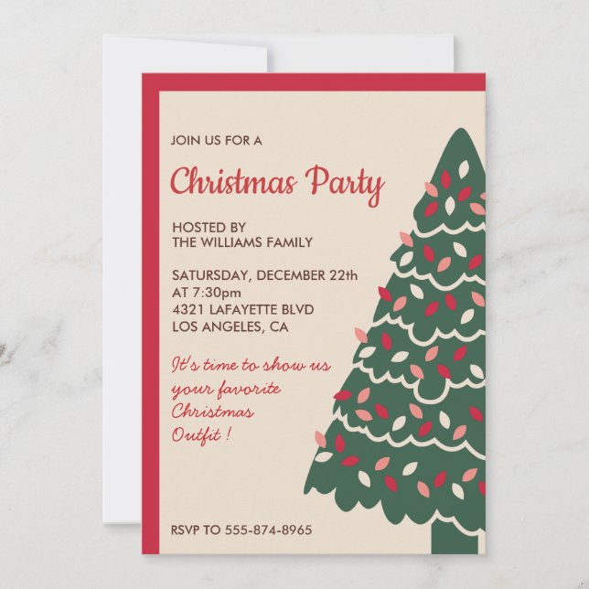 Invitation Arbre Géant Classique de Fête de Noël (Devant)