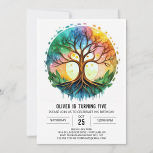 Invitation Arbre naturel moderne de vie Anniversaire