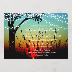 Invitation Arbre rustique chaîne des lumières Mariage au couc