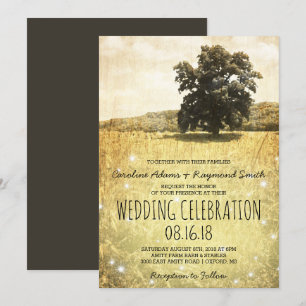 Invitation Arbre rustique dans le Mariage de prairie de lucio