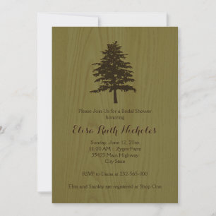 Invitation Arbre sur bois vert bois bois mariage douche nupti