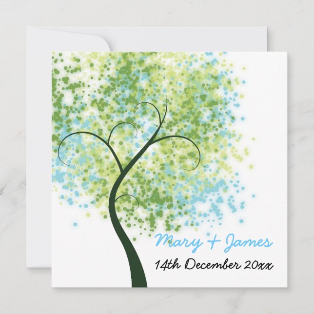 Invitation Arbre Tourbillonnant de mariage de printemps "Enre (Devant)