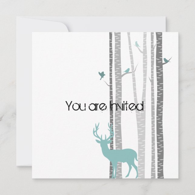 Invitation Arbres avec Baby shower de cerfs (Devant)