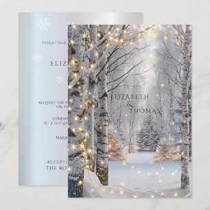 Invitation  Arbres blancs de bouleau de mariage Neige Jolies 
