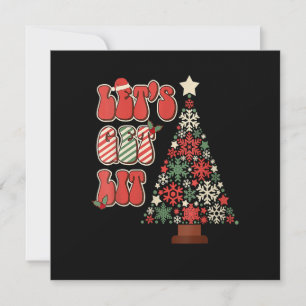 Invitation Arbres de Noël drôles rétro groovy pour une fête i