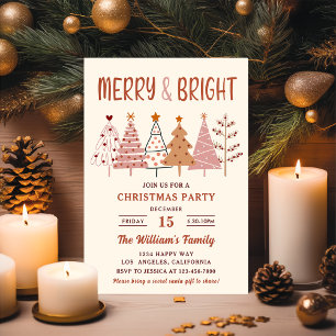 Invitation Arbres de Noël Gai et Lumineux Fête de Noël