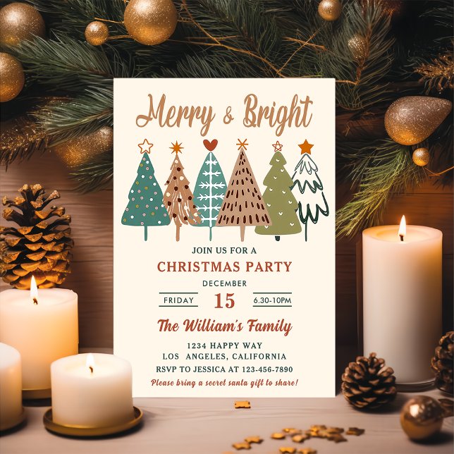 Invitation Arbres de Noël Gai et Lumineux Fête de Noël (Créateur téléchargé)