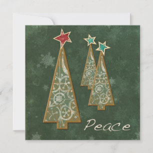 Invitation Arbres de Noël-Paix/Vert