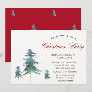 Invitation Arbres de Noël Rouges Fête de Noël d'entreprise