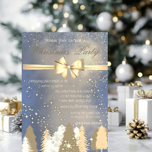 Invitation Arbres de Noël, Ruban doré Soirée de Noël de l'en