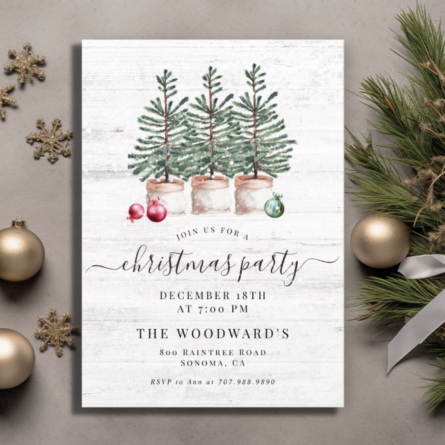 Invitation Arbres de Noël Rustiques Fête de Fêtes  (Créateur téléchargé)