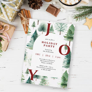 Invitation Arbres de Noël Verdure Rouge Joie Fête de vacances