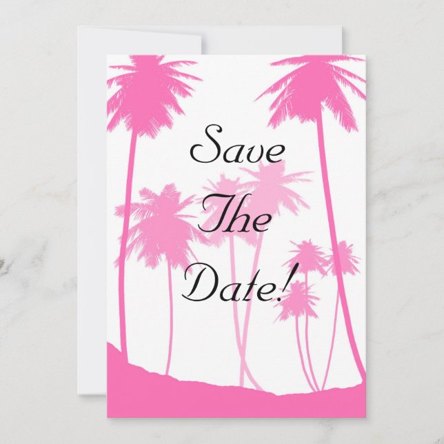 Invitation Arbres de palmiers rose vif Mariage tropical Enreg (Devant)