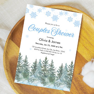 Invitation Arbres de pin d'hiver Flocons de neige Couples Bab