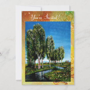 Invitation ARBRES DE TOSCANE, verts bruns jaunes scintillants