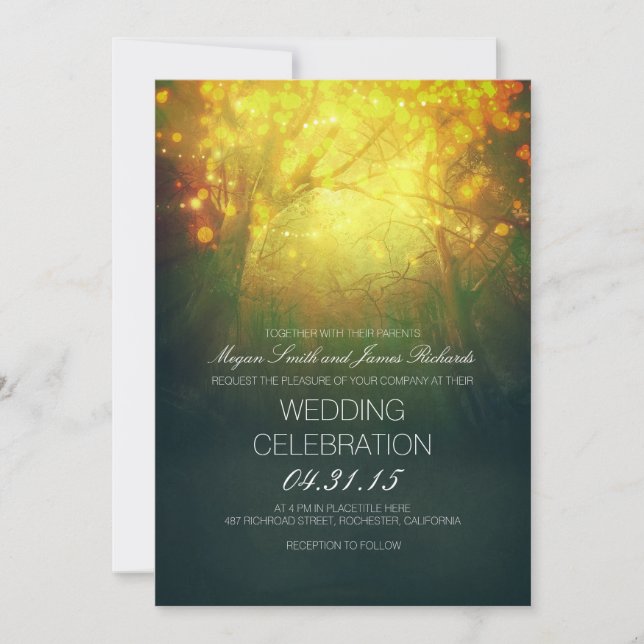 Invitation Arbres enchantés et lumières Mariage rustique Invi (Devant)