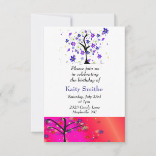 Invitation Arbres lunaires remplis de fleurs