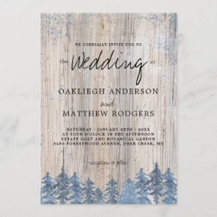 Invitation Arbres rustiques Snowy Mariage de forêt d'hiver