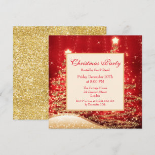 Invitation Arbres scintillants de fête de Noël Rouges avec pa