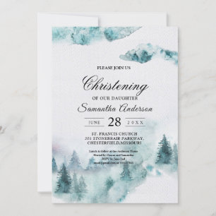 Invitation Arbres verts et blancs d'hiver simples et modernes