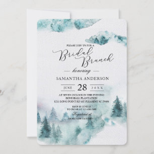 Invitation Arbres verts et blancs d'hiver simples et modernes